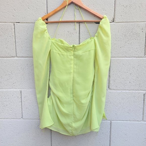 House of CB | Baby Halter Long Sleeve Minidress in Lime Size Small Flawed - Picture 13 of 16